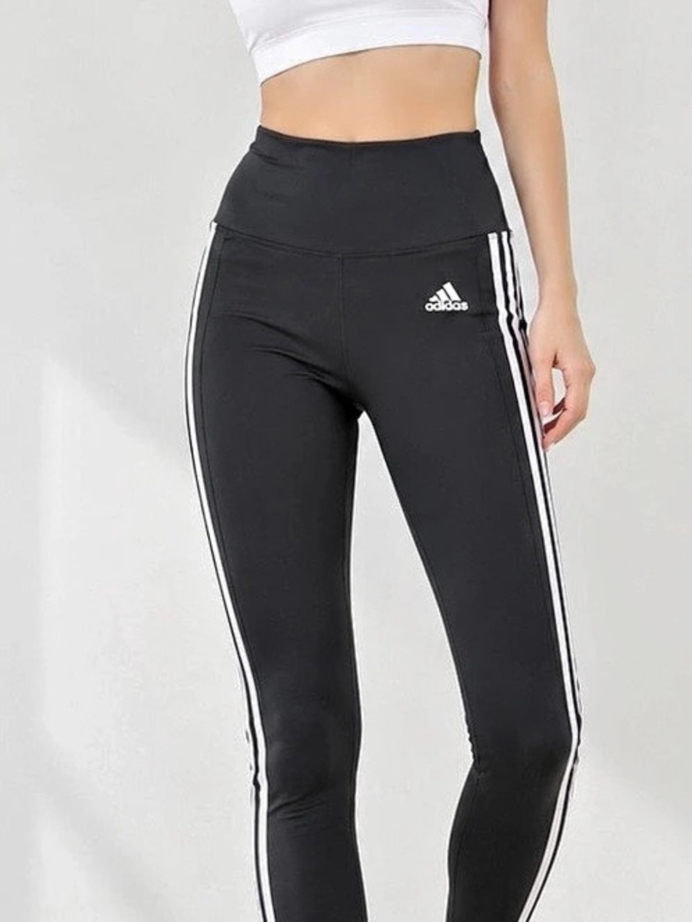 adidas Designed 2 Move 3-Stripes Leggings Medium Black & White